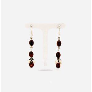 Designer Jonben Sterling Silver 925 Garnet Gemstone Drop Dangle Earrings, 5.41g